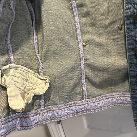 Custom Denim Distressed Jacket— size not listed 19” Pit to pit with stretch - Picture 8 of 9